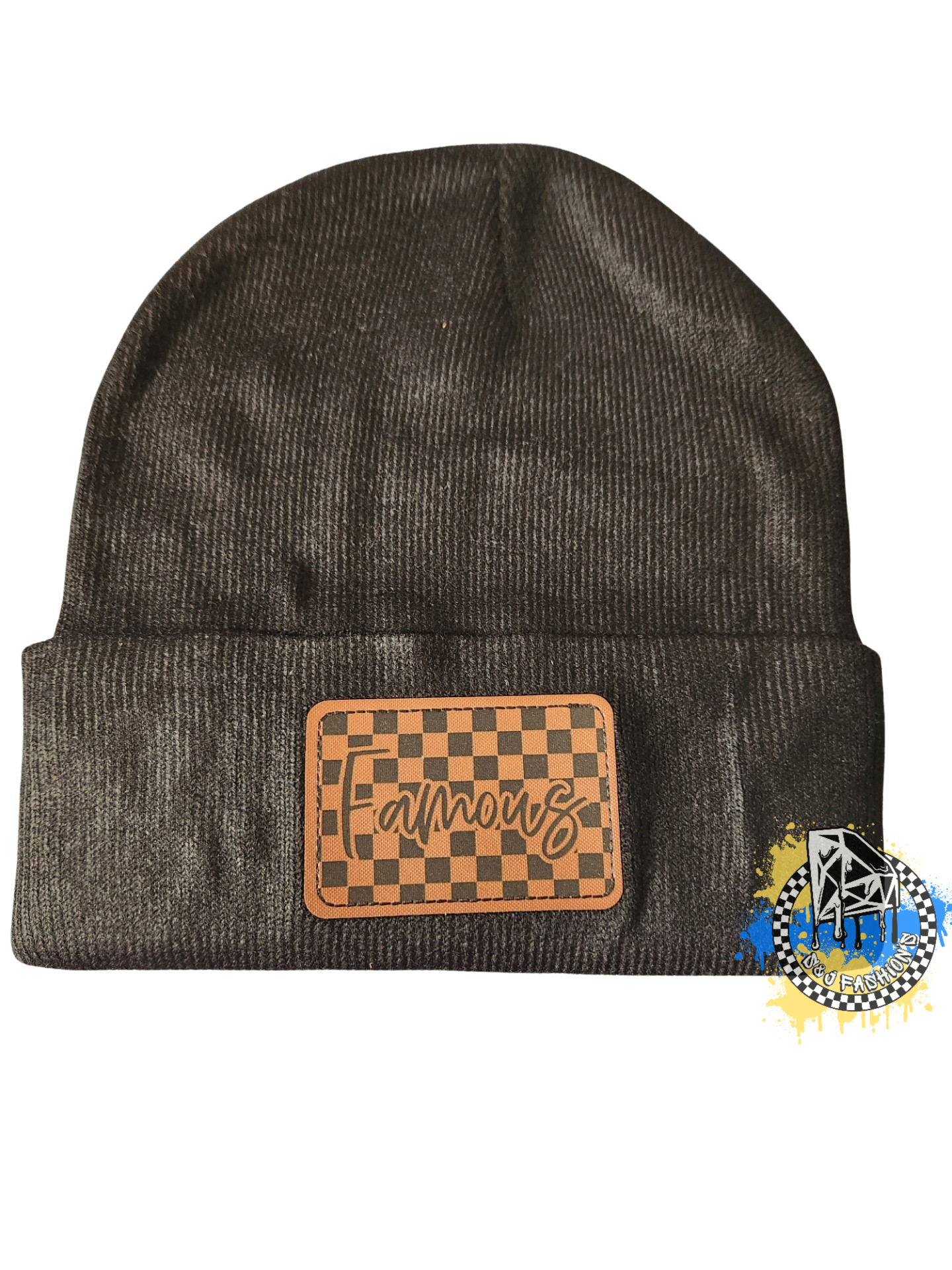 Checker Name Patch Beanie