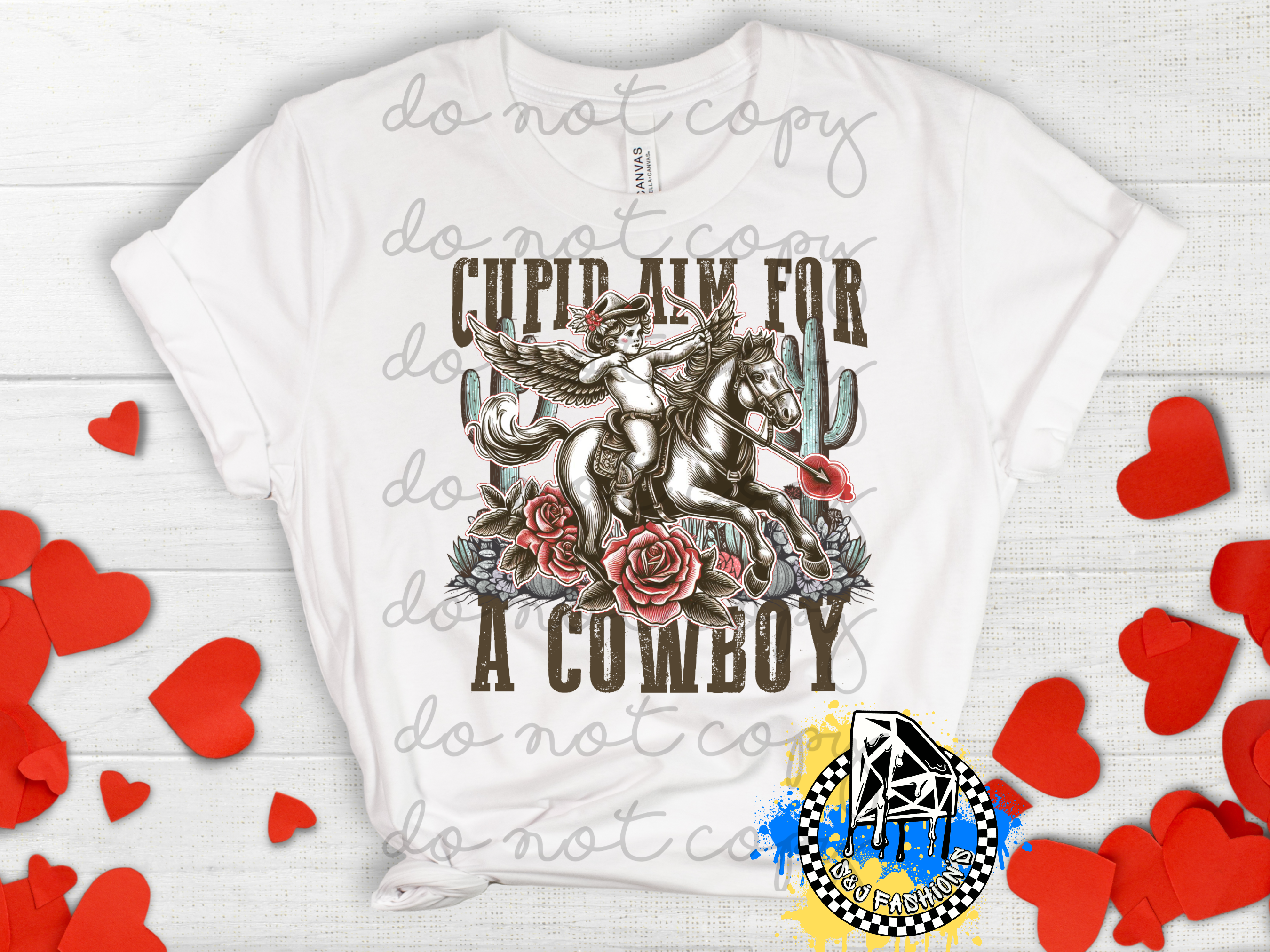 Cupid Aim For A Cowboy Valentine's Mens Shirt Ladies Shirt Girls Shirt Boys Shirt