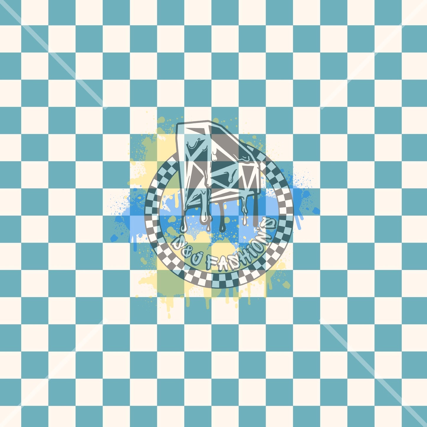 Blue Checkers  Handmade