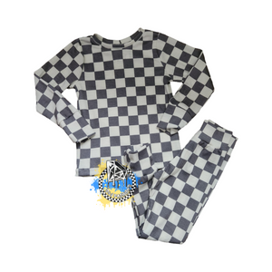 White Grey Checker Handmade