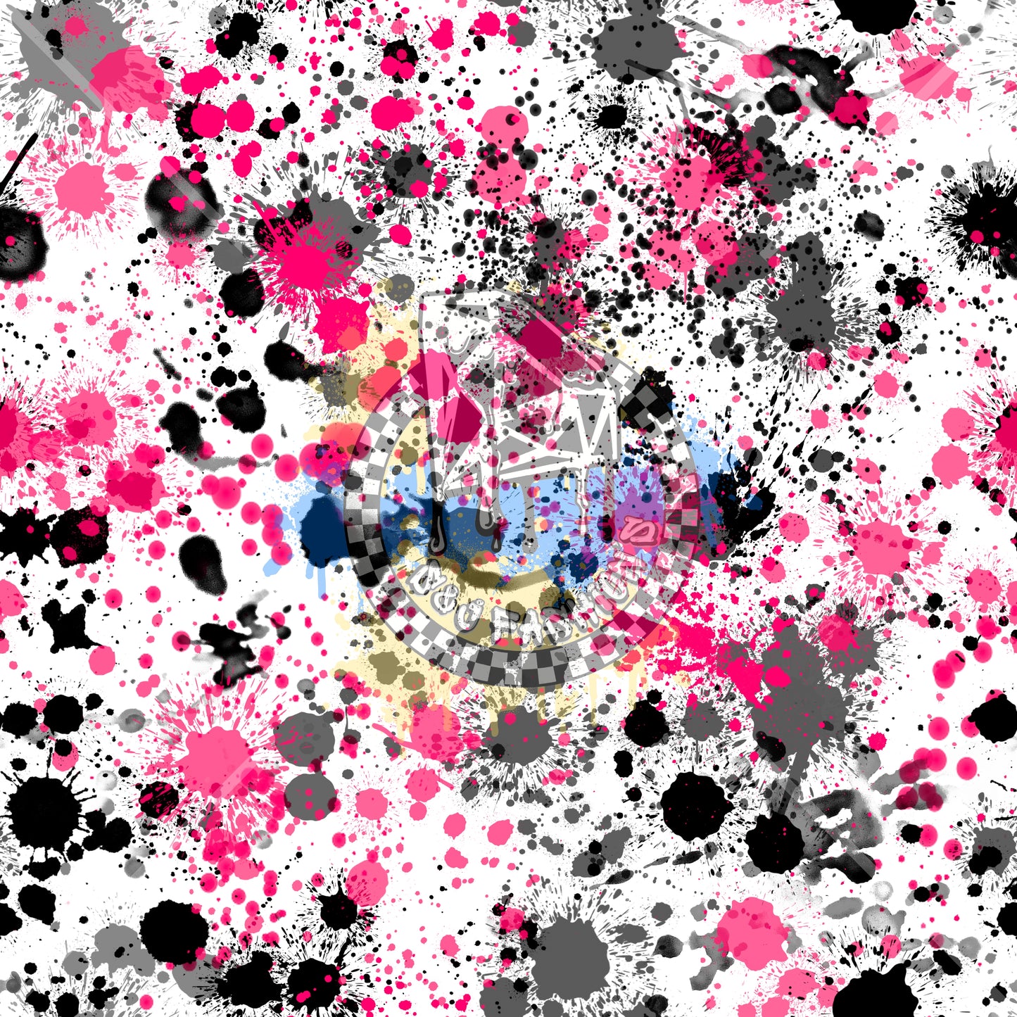 Pink Black & Grey Splatter Handmade