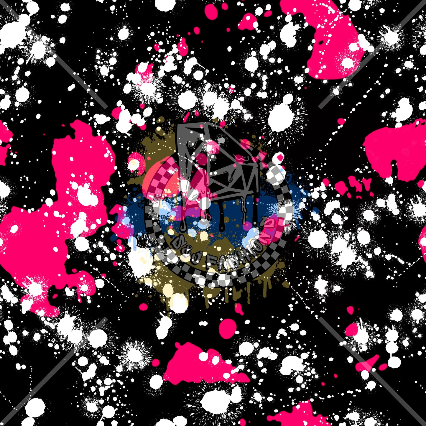 Black, Pink & White Splatter Handmade