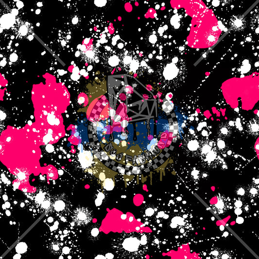 Black, Pink & White Splatter Handmade
