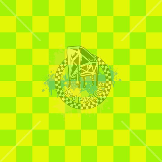 Neon Yellow Green Checker Handmade