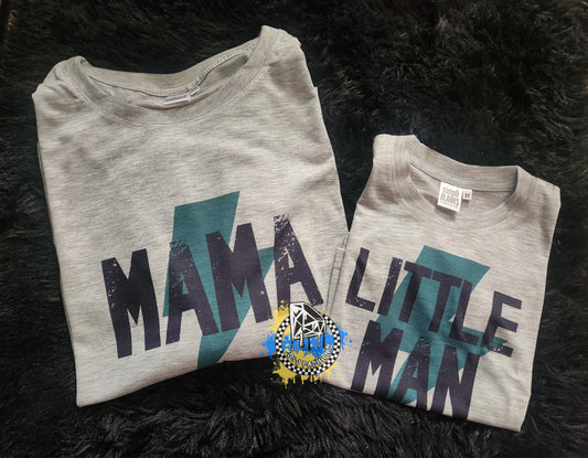Mama & Little Man Mommy and Me Ladies Shirt Girls Shirt Boys Shirt