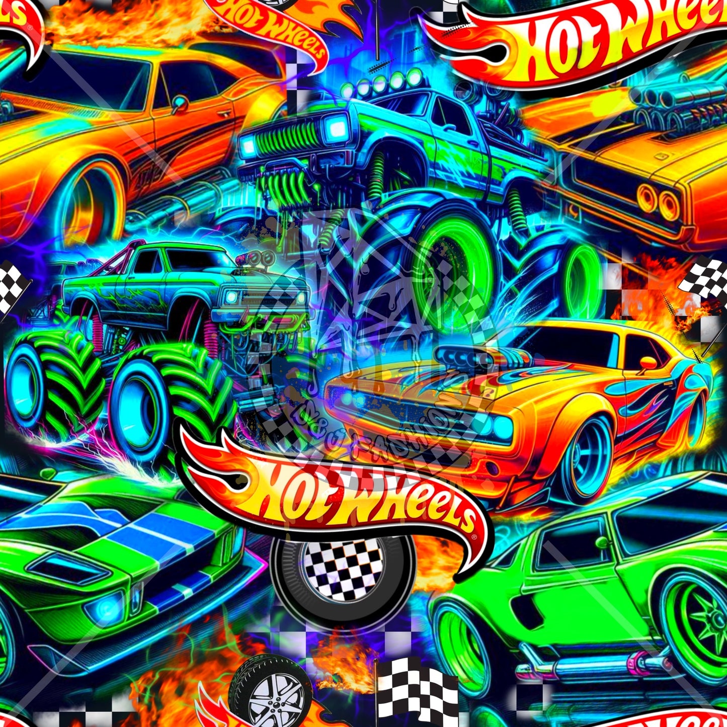 Neon Hot Wheels Handmade