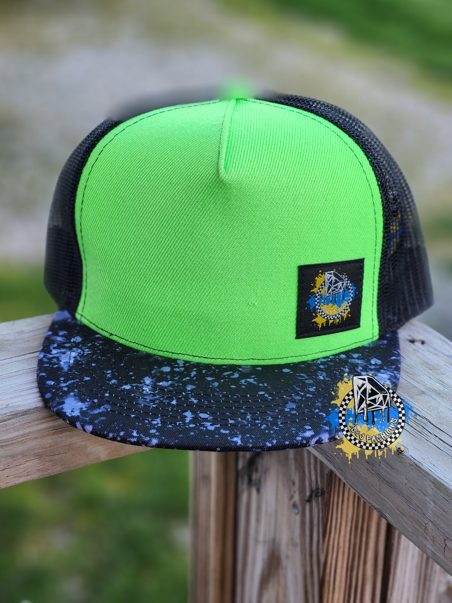 Neon Green Splatter Trucker Snapbacks RTS