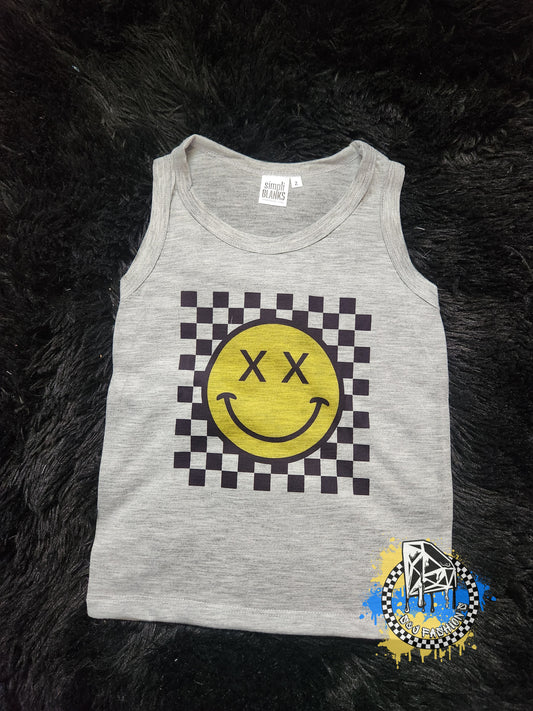 Checker Smiley Face Girls Shirt Boys Shirt Ladies Shirt Mens Shirt