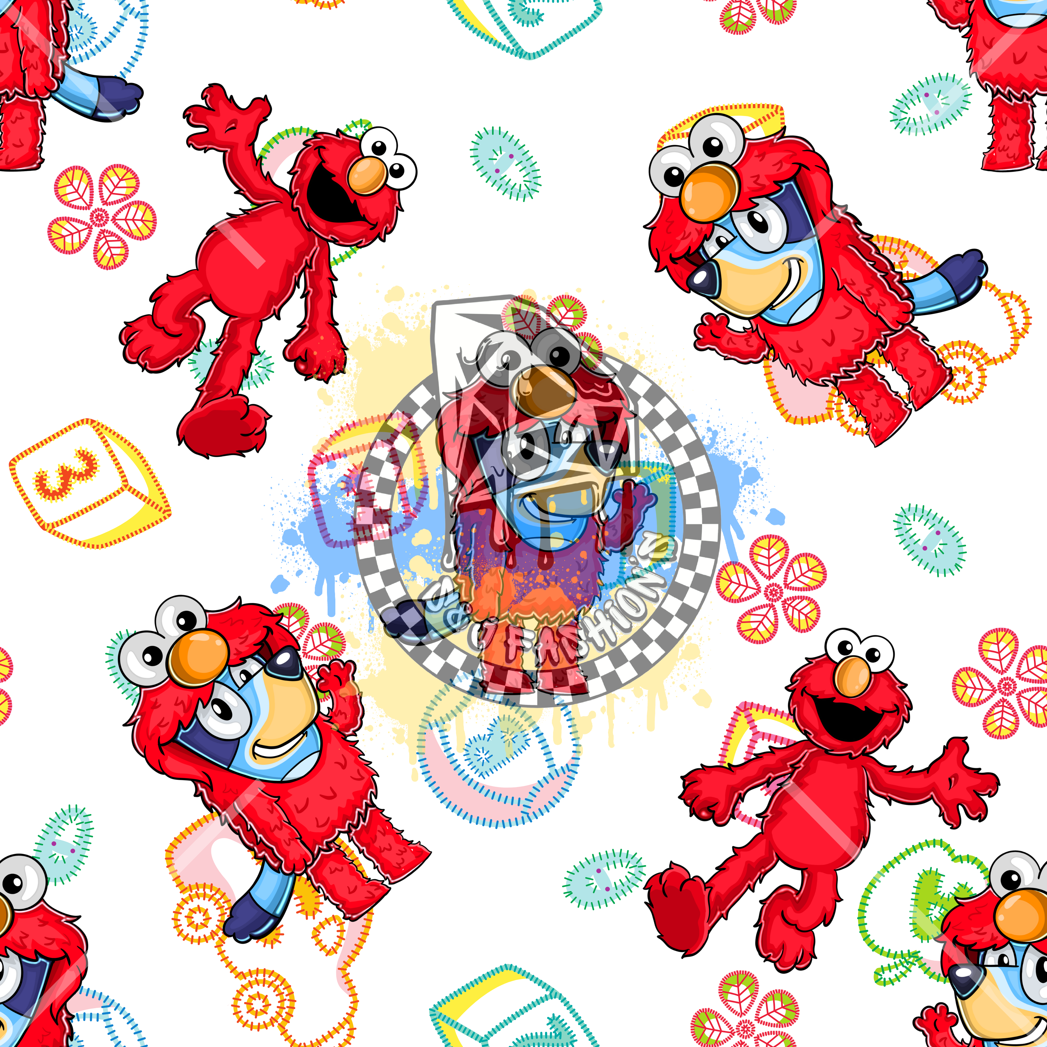 Bluey Sesame Street Elmo Handmade