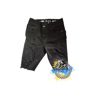 Black Basic Boys Distressed Jeans Shorts Girls Distressed Jeans Shorts Unisex