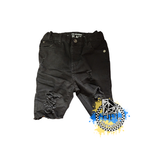 Black Basic Boys Distressed Jeans Shorts Girls Distressed Jeans Shorts Unisex