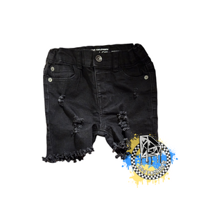 Black Basic Boys Distressed Jeans Shorts Girls Distressed Jeans Shorts Unisex