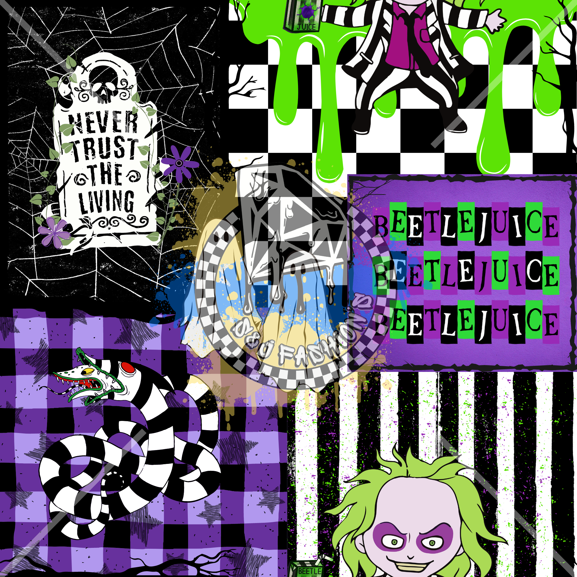 Beetlejuice Patchwork Halloween Handmade