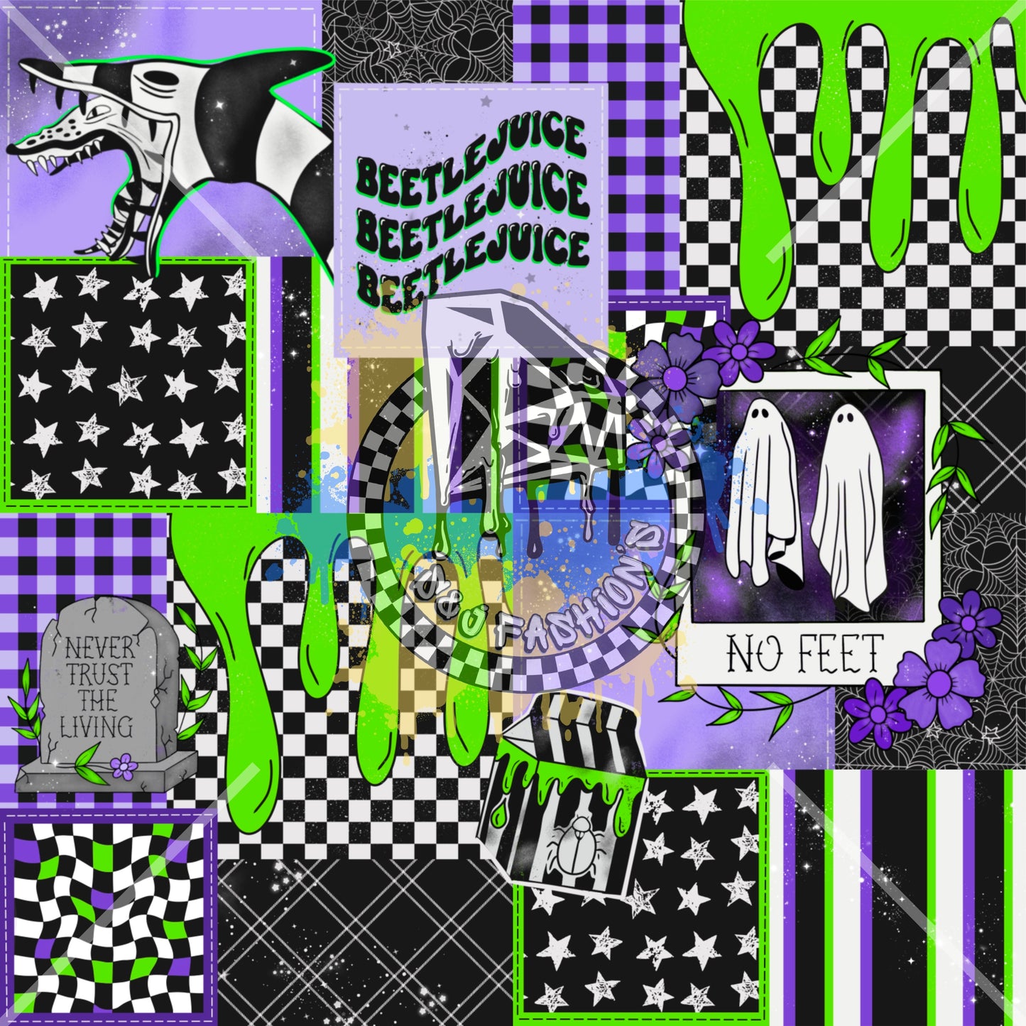 Beetlejuice Patchwork Halloween Handmade