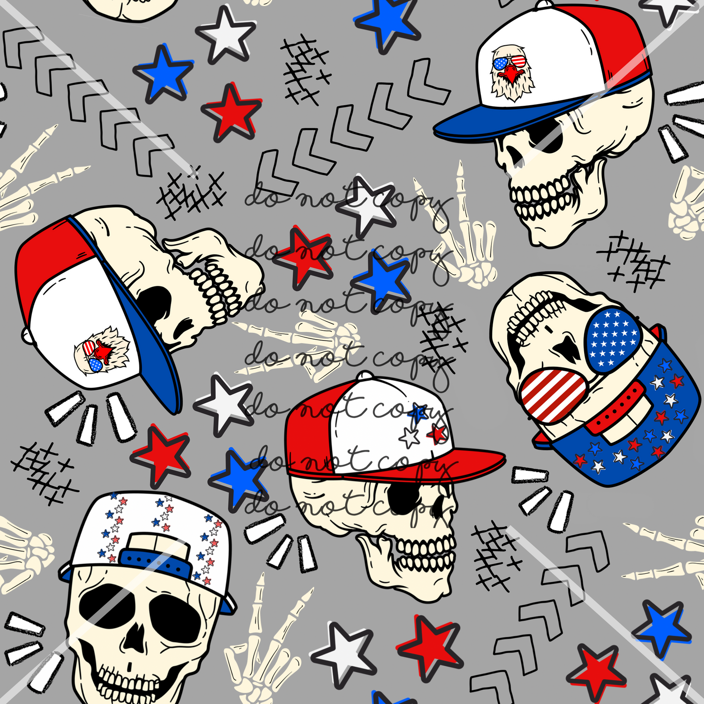 Skulls 4th of July Handmade