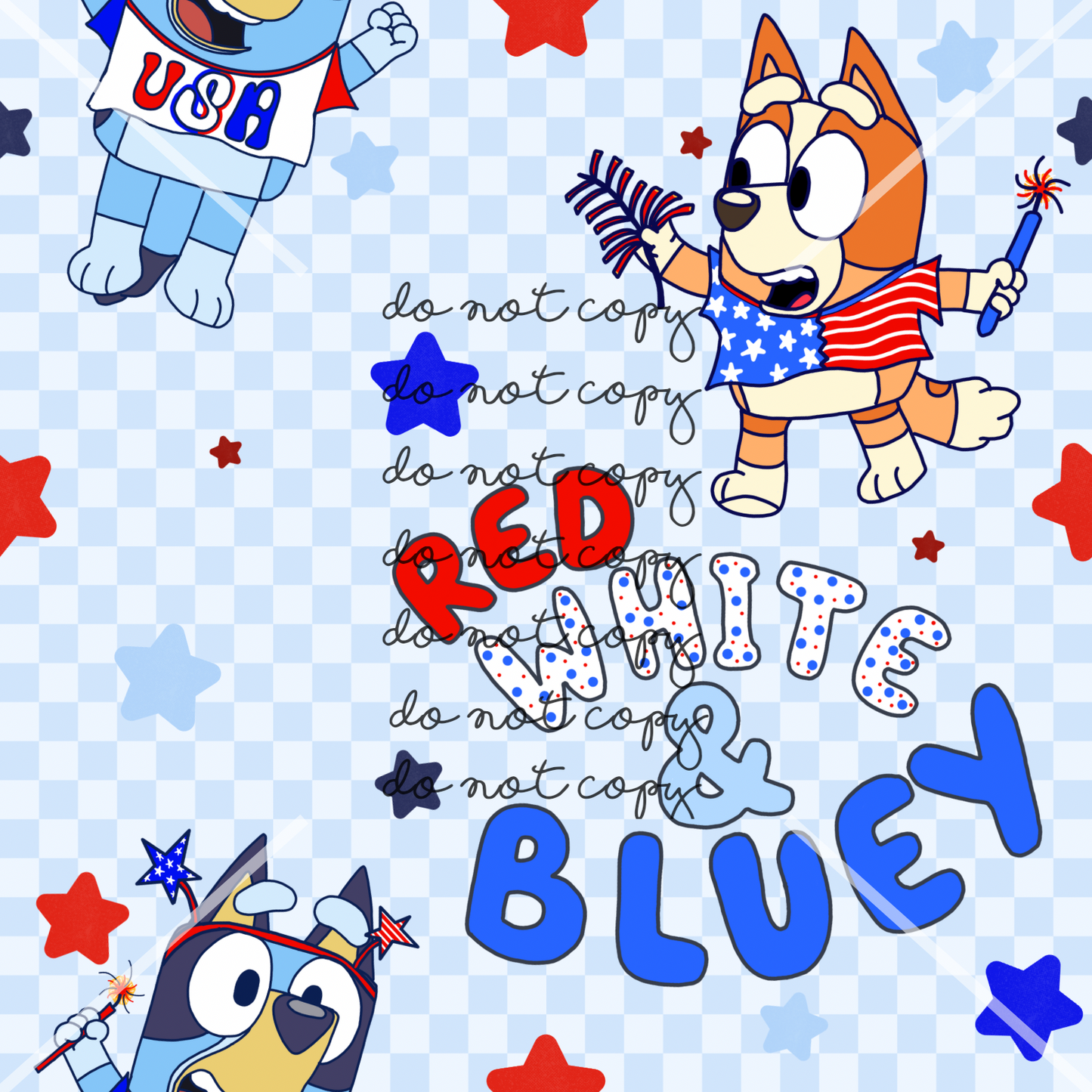 Red White & Bluey 4th of July Handmade