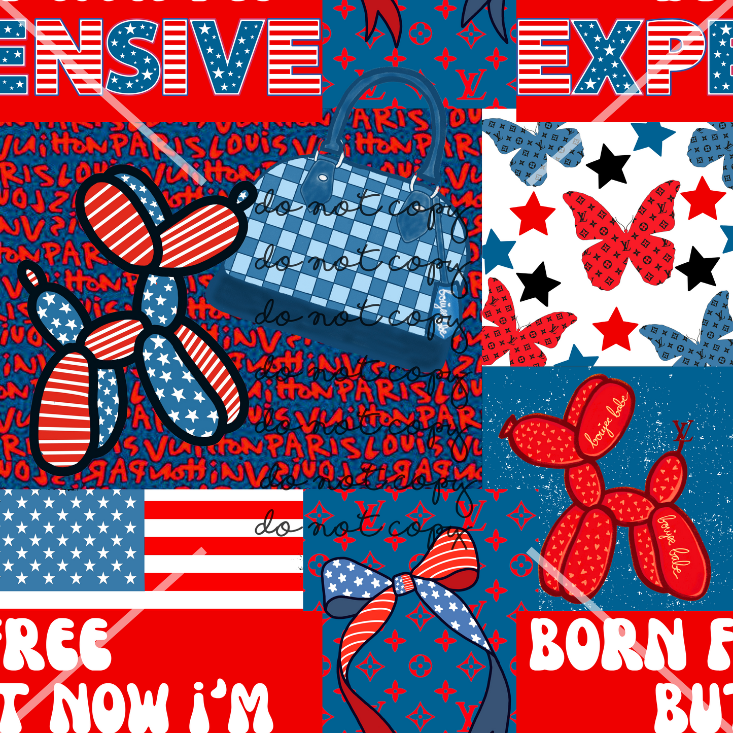 LV Born Free 4th of July Handmade