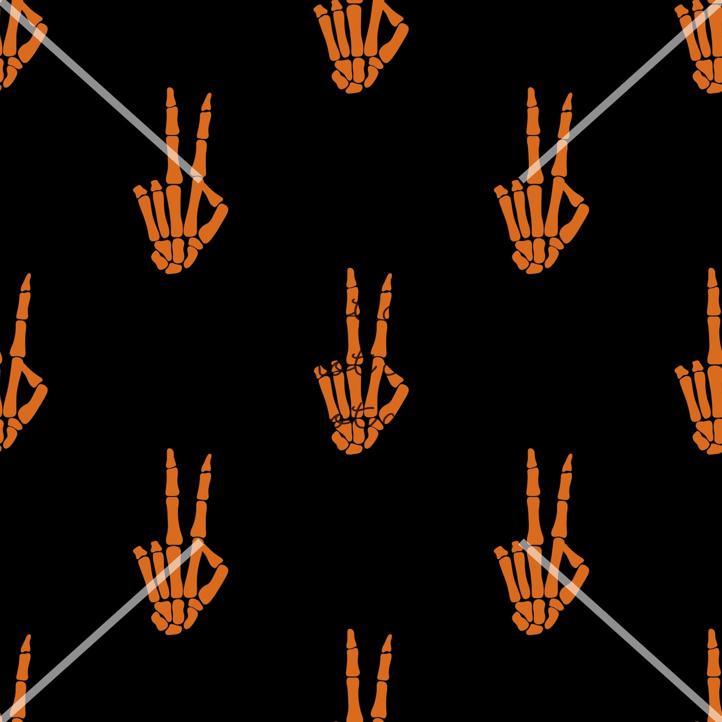 Orange Peace Skull Hand Halloween Handmade
