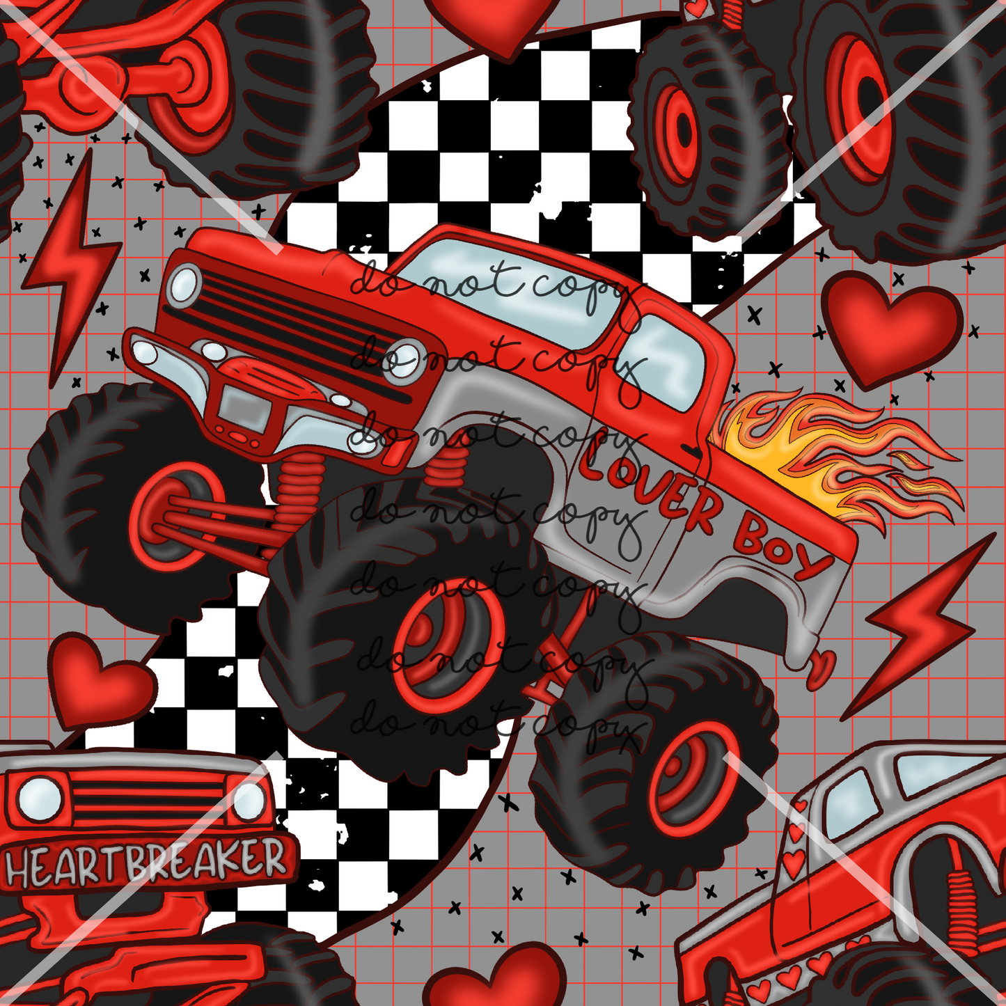 Monster Truck Valentines Handmade