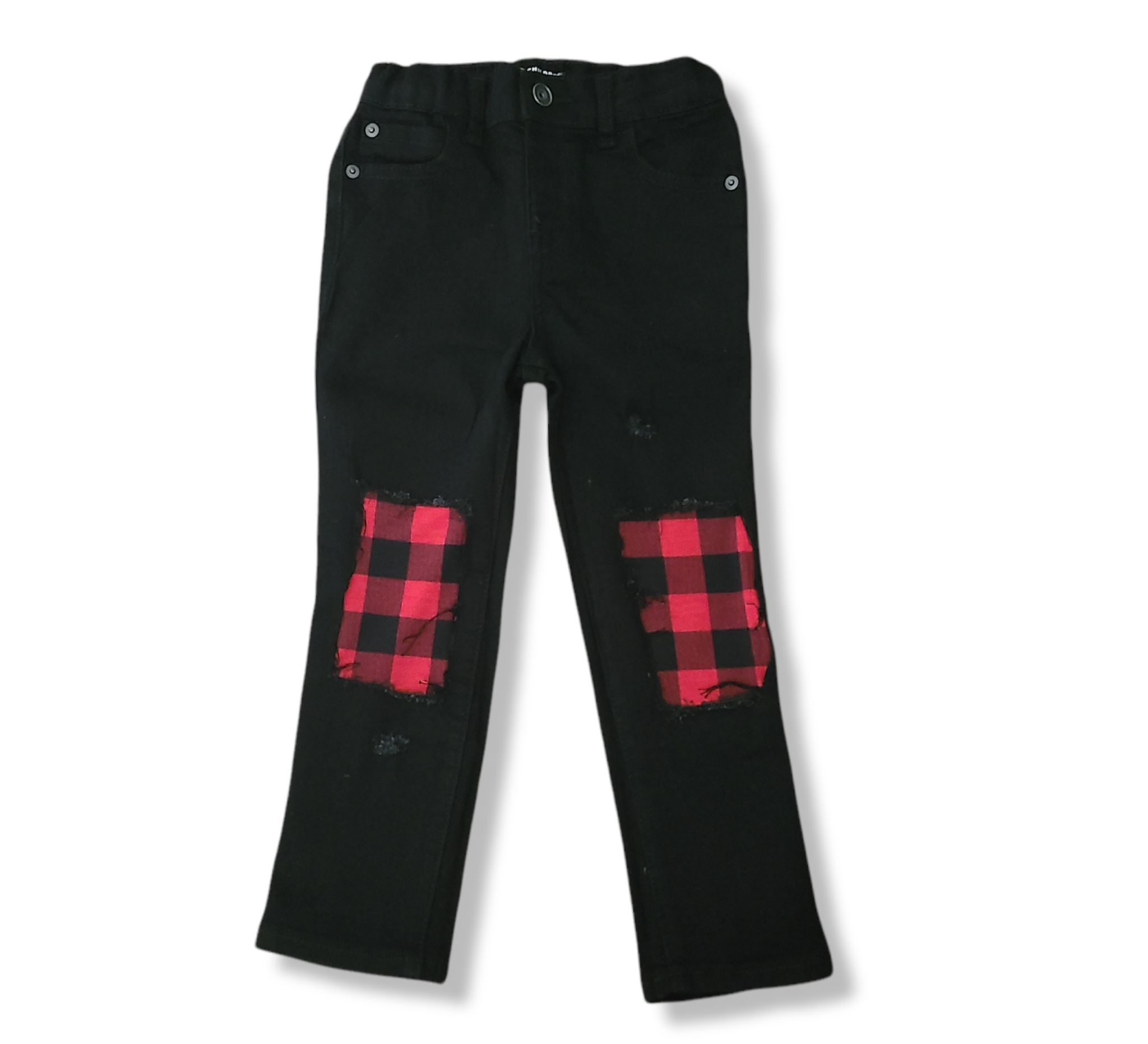 Red Buffalo Plaid Unisex Distressed Jeans Christmas Girls Distressed Jeans Boys Distressed Jeans