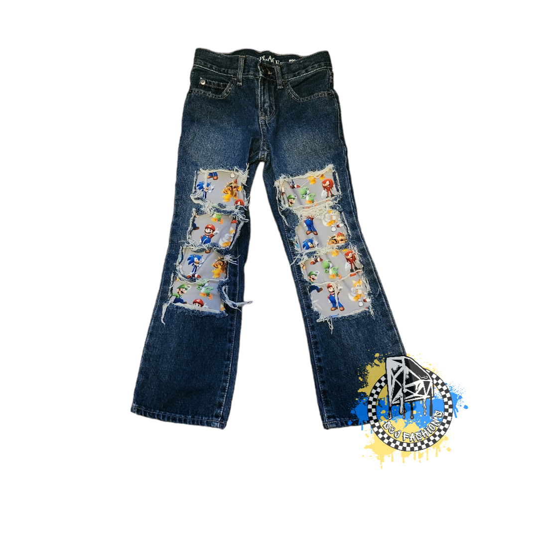 Sonic & Mario Boys Distressed Jeans