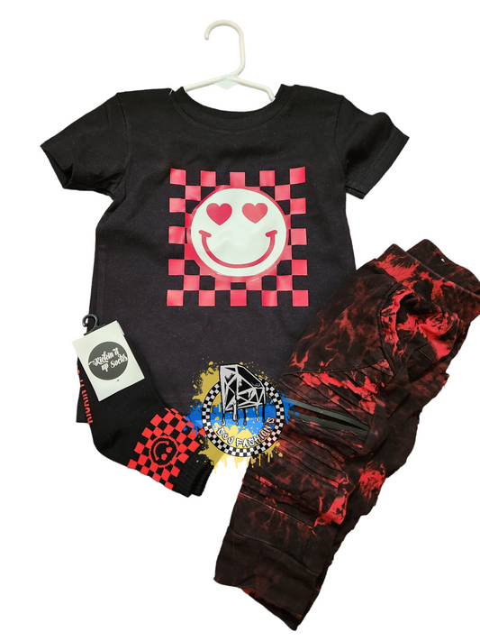 Checker Smiley Face Girls Shirt Boys Shirt Ladies Shirt Mens Shirt Valentines