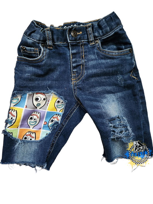 Toy Story Forky Boys Distressed Jeans Shorts