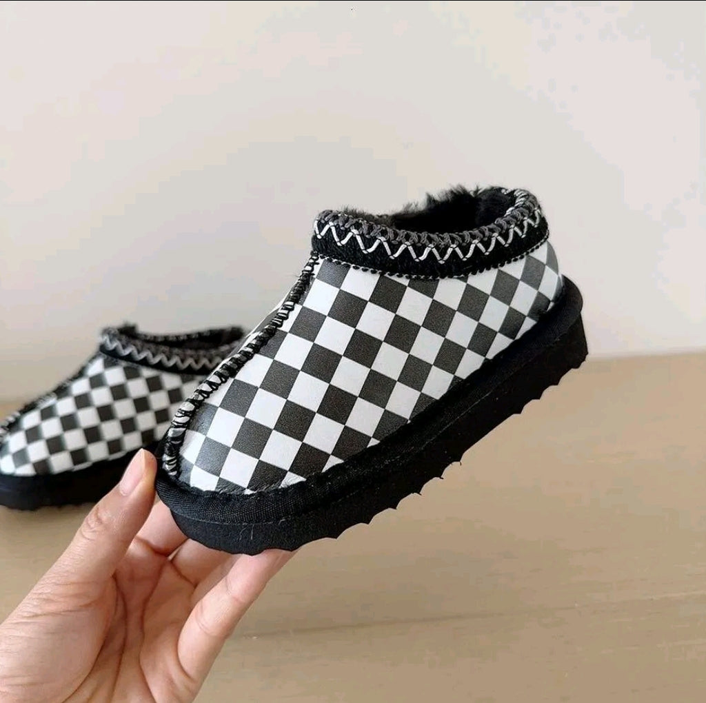 Black Checker House Shoes Child