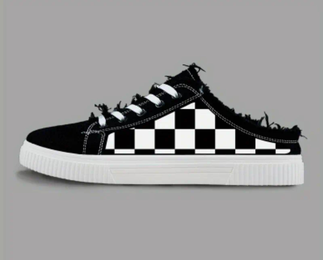 Ladies Black Checker Shoes