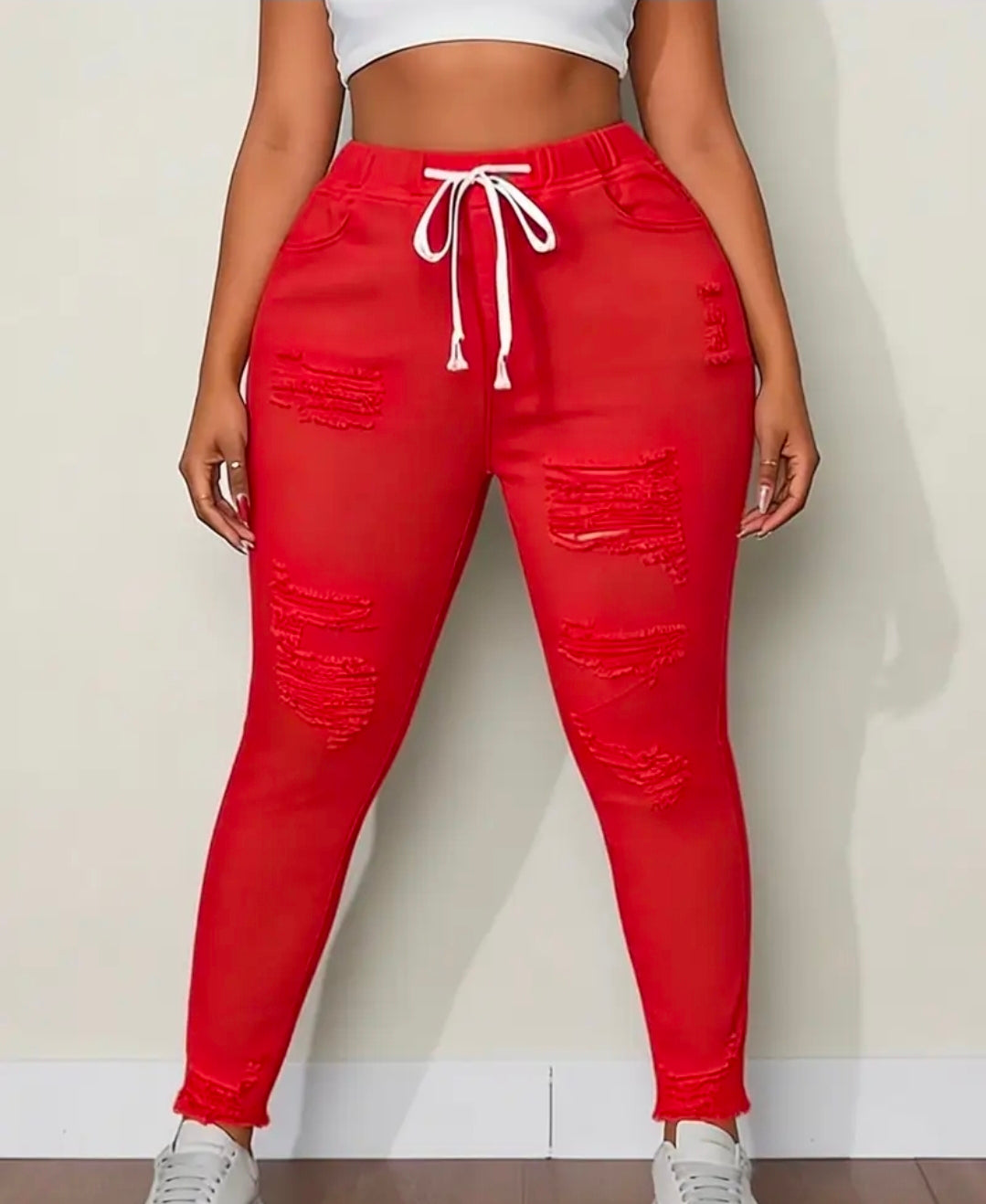 Red Plus Size Stretch Jeans