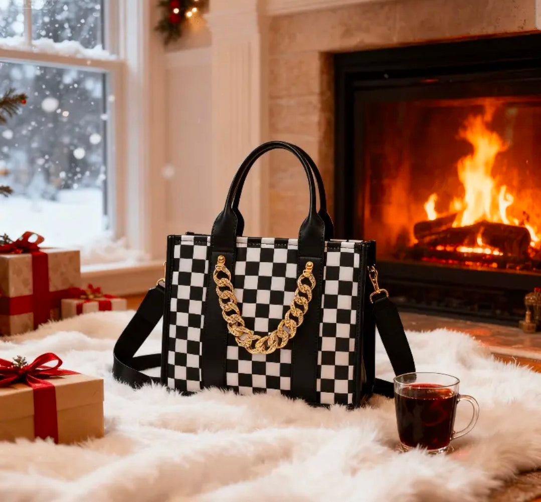 Black & White Checker Handbag