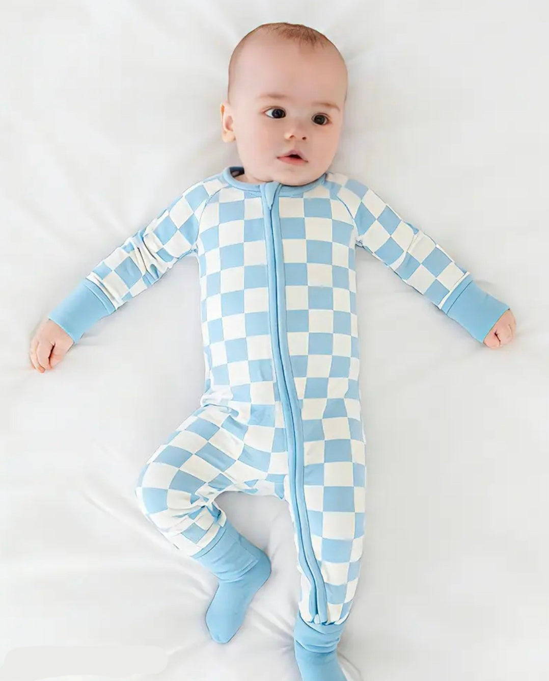 Blue and White Checker Bamboo Zippy's