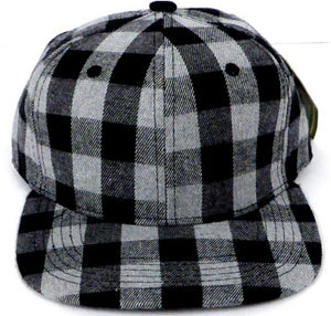 Grey Buffalo Plaid Snapback Hat