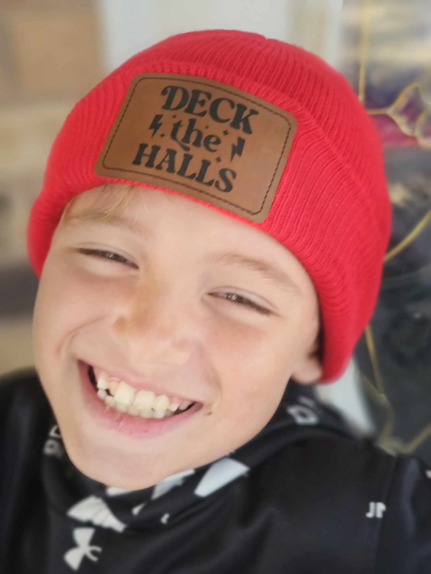 Deck The Halls Christmas Patch Beanie