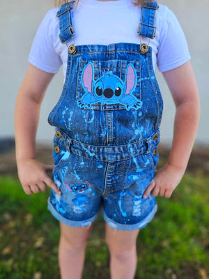 Stitch Paint Splatter Overalls Jumper Girls Boys