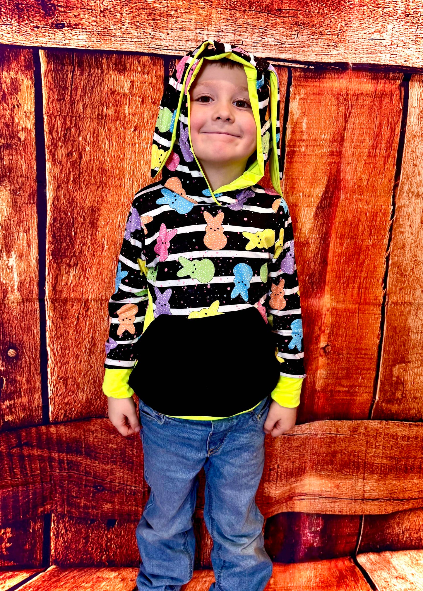 Colorblock hoodie with Pocket & Bunny Ears