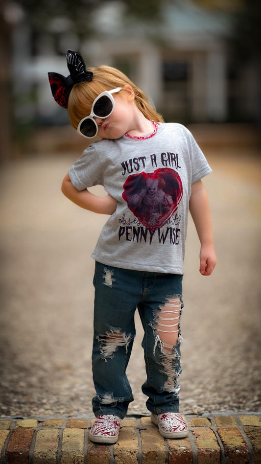 Just A Girl Obsessed with Pennywise Halloween Girls Shirt Ladies Shirt