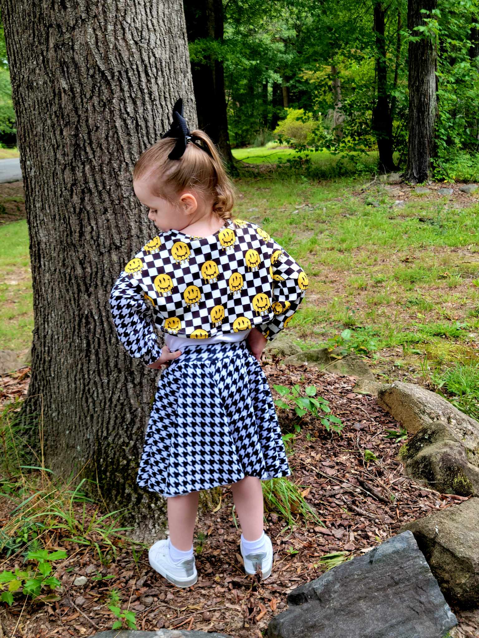 Checker Drippy Smiley Face Handmade