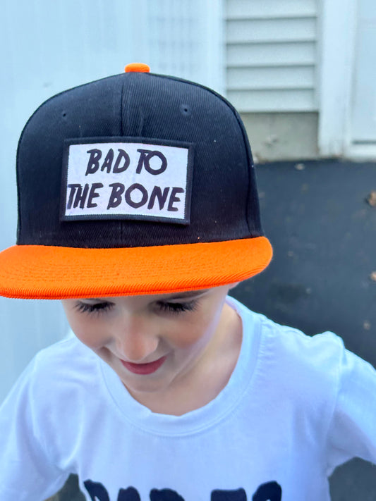 Bad To The Bone Black & Orange Snapback Hat