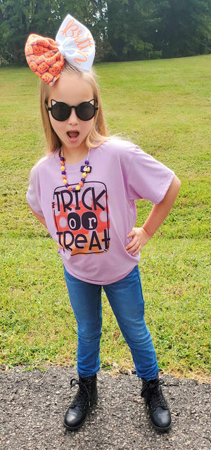 Trick or Treat Halloween Girls Shirt Ladies Shirt