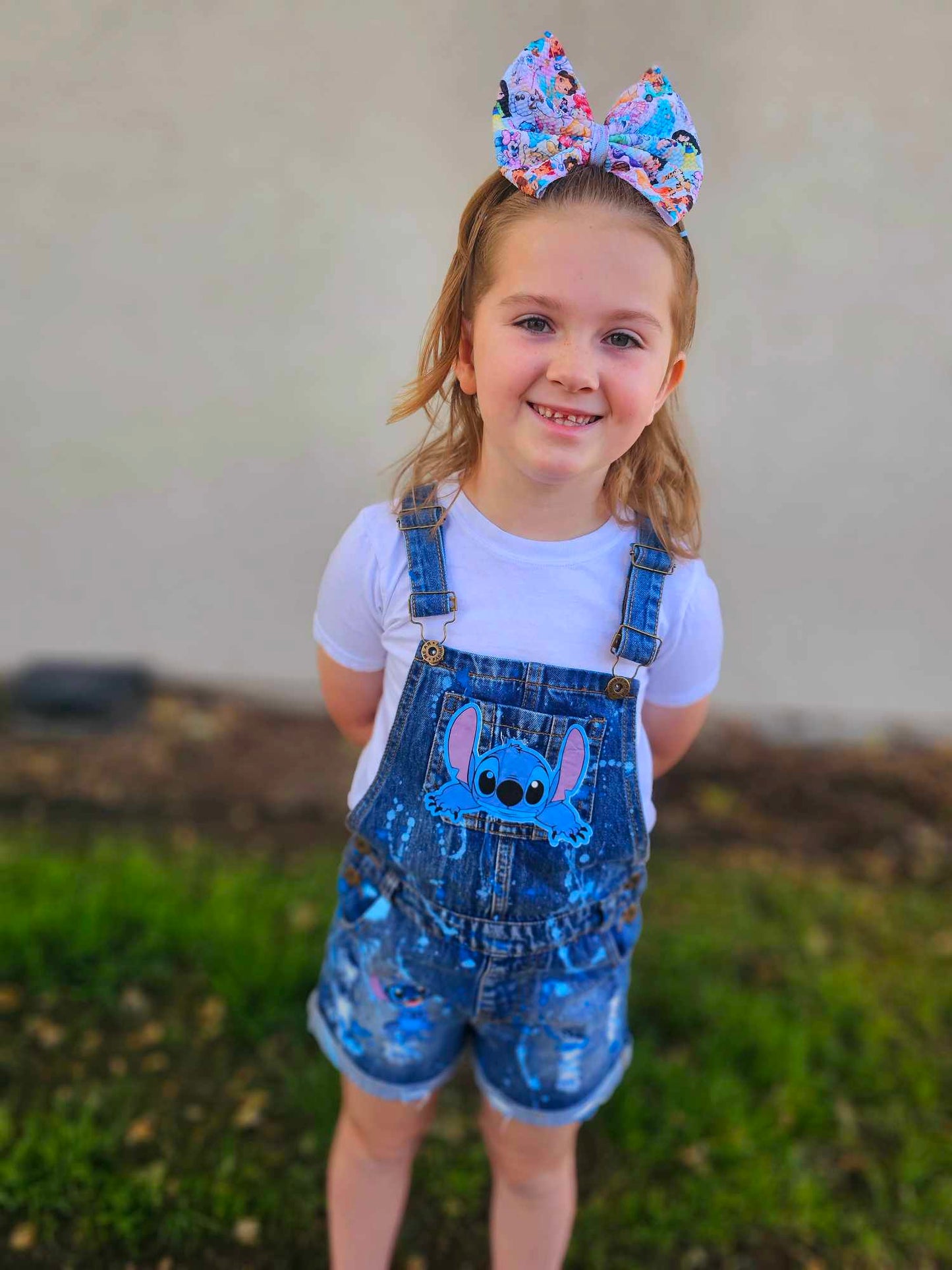 Stitch Paint Splatter Overalls Jumper Girls Boys