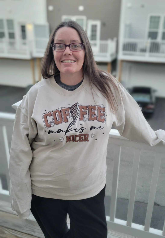 Coffee Makes Me Nicer Ladies Shirt Girls Shirt
