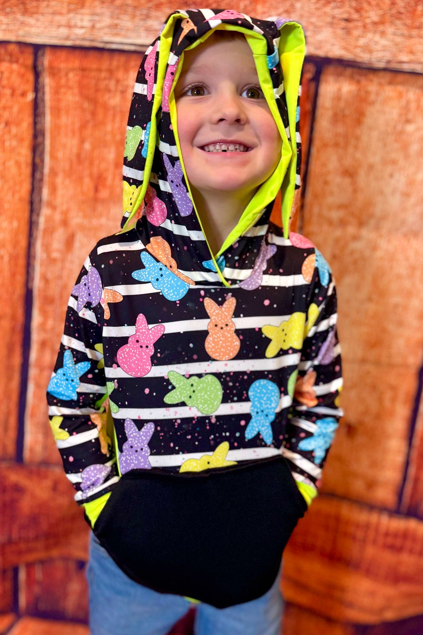 Colorblock hoodie with Pocket & Bunny Ears