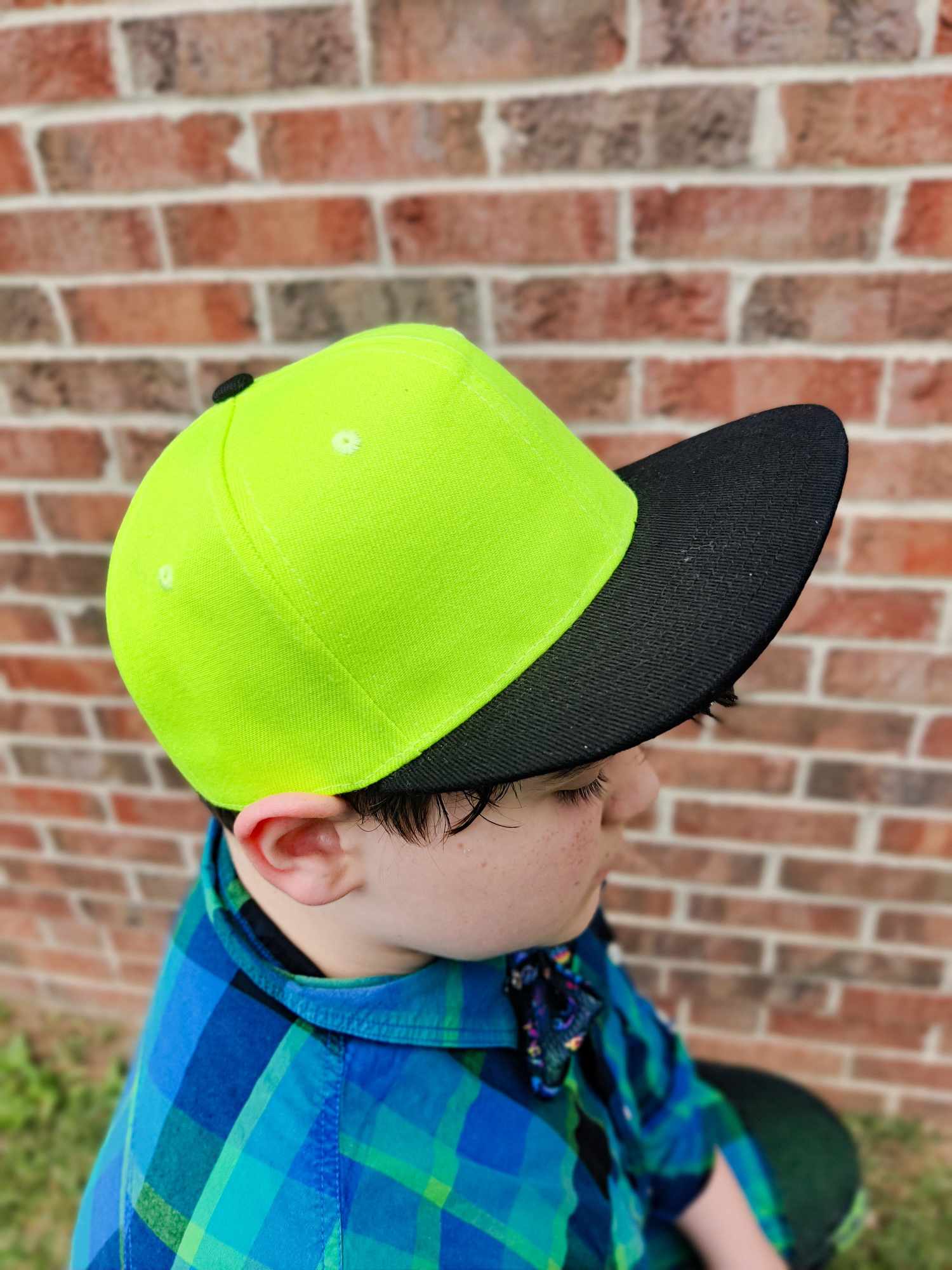 Neon Yellow & Black Snapback Hat