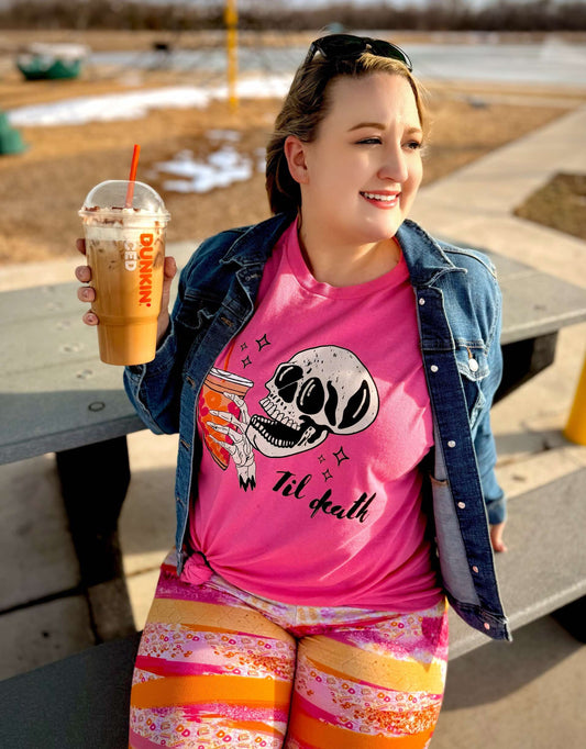 Dunkin Til Death Coffee Ladies Shirt Girls Shirt