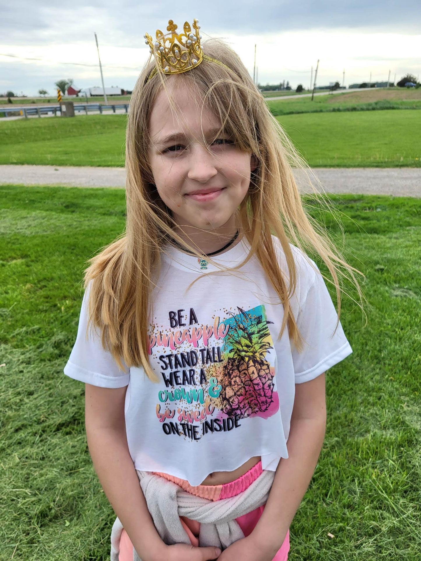 Be a pineapple stand tall wear a crown Girls Shirt