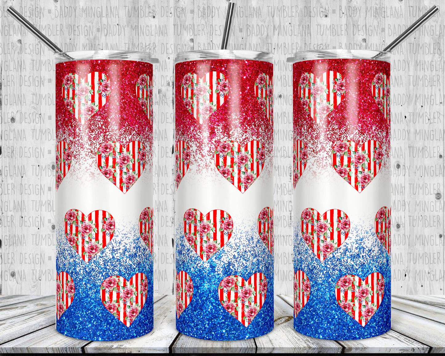 USA Hearts Tumbler Mug