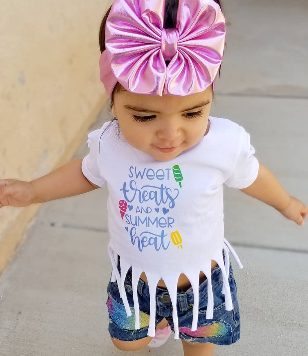 Girls Cotton Candy Rainbow Distressed Shorts