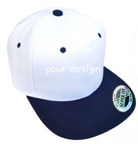 White & Navy Snapback Hat