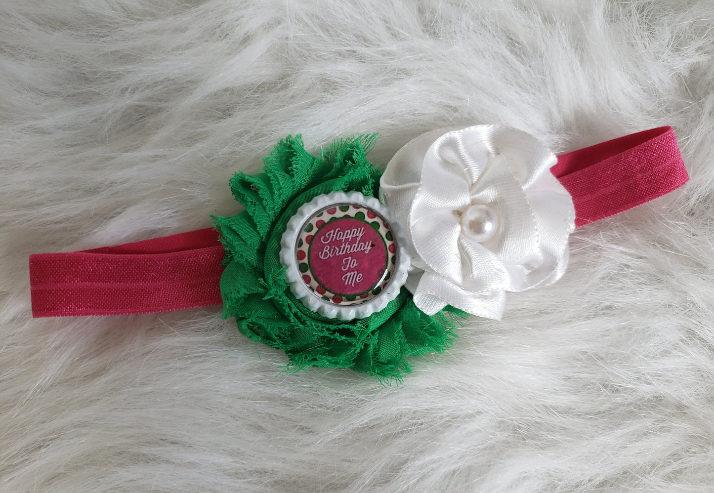 Pink and Green Happy Birthday Headband RTS